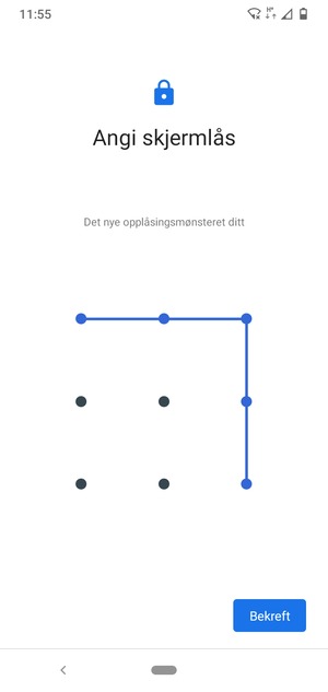 Tegn opplåsingsmønsteret igjen og velg Bekreft