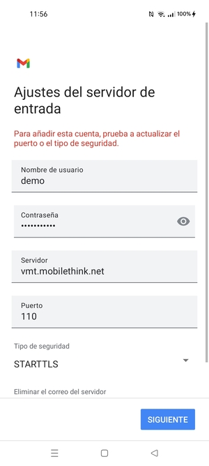 Seleccione Tipo de seguridad