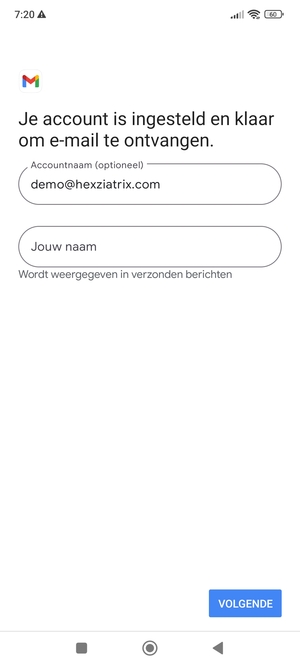 Geef uw account een naam en voer uw naam in. Selecteer VOLGENDE