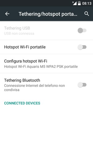 Seleziona Configura hotspot Wi-Fi