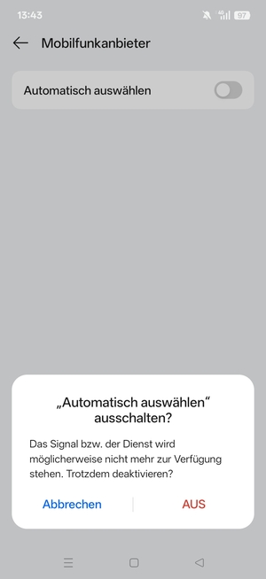 Wählen Sie AUS