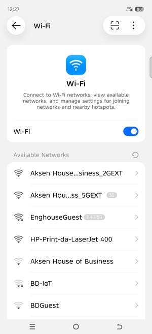 Select the wireless network you want to connect to