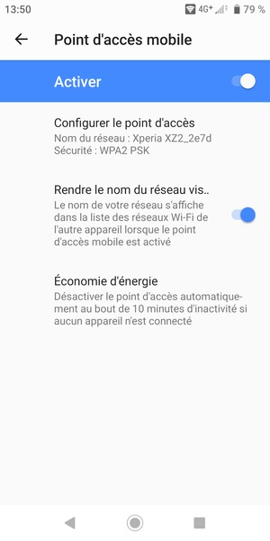 Votre téléphone est maintenant configuré pour être utilisé comme modem