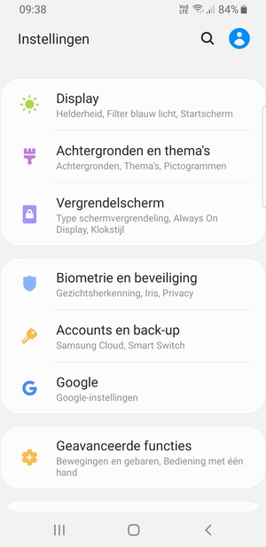 Scroll naar en selecteer Biometrie en beveiliging