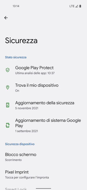 Per attivare il blocco dello schermo, vai al menu Sicurezza e seleziona Blocco schermo