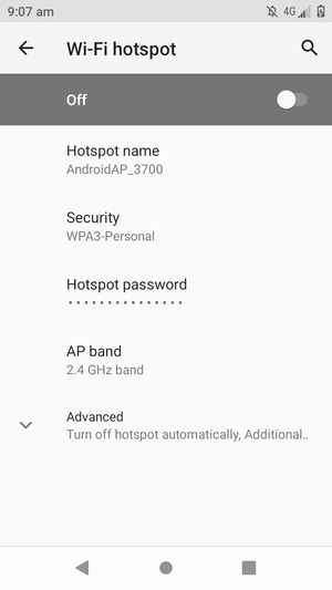 Select Hotspot password