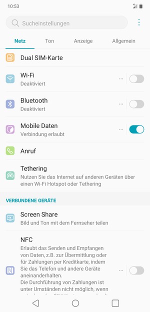 Wählen Sie Netz