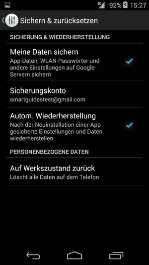 Wählen Sie Sicherungskonto