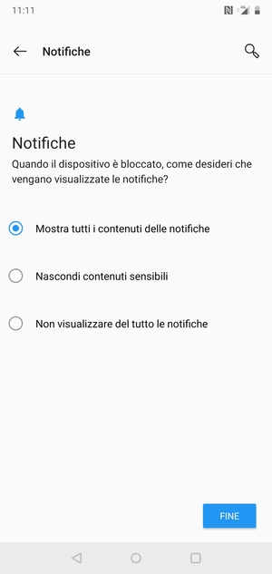 Seleziona la tua opzione preferita e poi FINE