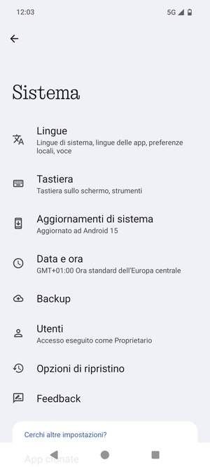 Seleziona Aggiornamenti di sistema