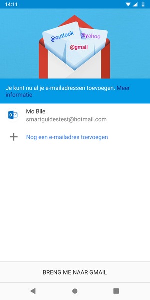 Selecteer BRENG ME NAAR GMAIL