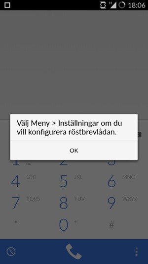 Om din röstbrevlåda inte är installerad, välj OK