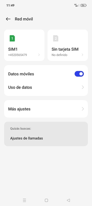 Seleccione SIM1 o SIM2