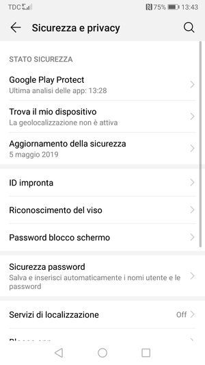 Per attivare il blocco dello schermo, vai al menu Sicurezza e privacy e seleziona Password blocco schermo