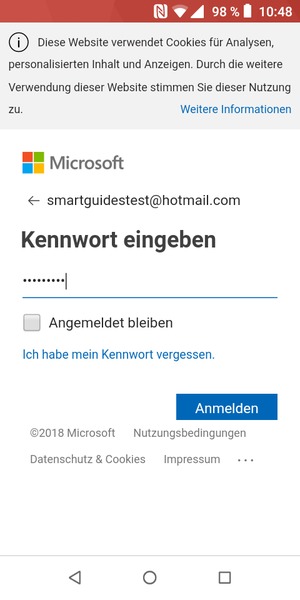 Geben Sie Ihre Hotmail Passwort ein und wählen Sie Anmelden