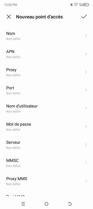 Saisissez les informations MMS