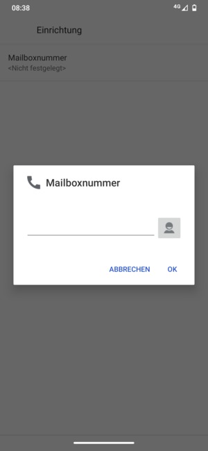 Geben Sie die Mailboxnummer ein und wählen Sie OK