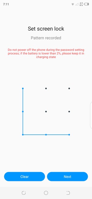Draw an unlock pattern and select Next