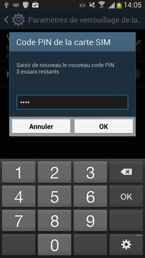 Confirmez votre nouveau code PIN et appuyez sur OK