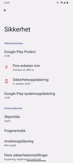 Velg Skjermlås