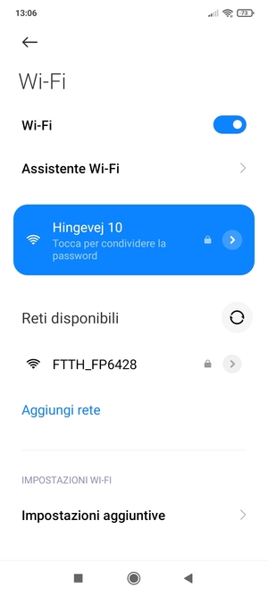 Ora sei connesso alla rete Wi-Fi