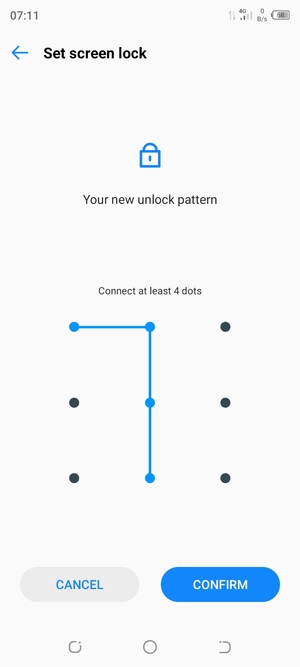 Draw the unlock pattern again and select CONFIRM