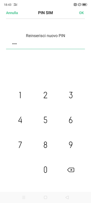 Conferma il nuovo PIN SIM e seleziona OK