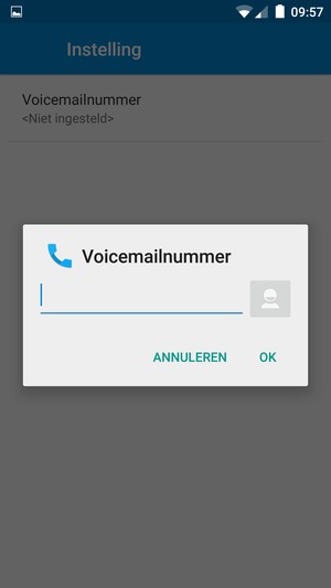 Voer het Voicemailnummer in en selecteer OK