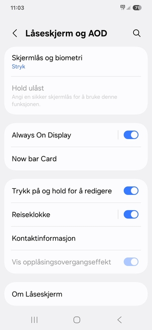 Velg Skjermlås og biometri