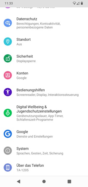 Scrollen Sie und wählen Sie System