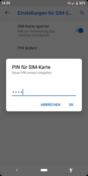 Bestätigen Sie Ihre neue PIN für SIM-Karte und wählen Sie OK