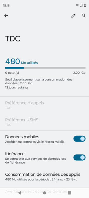 Activer ou désactiver Itinérance