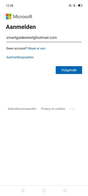 Voer uw e-mailadres in en selecteer Volgende