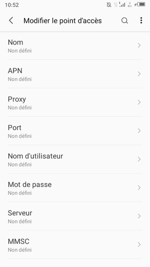 Saisissez les informations Internet