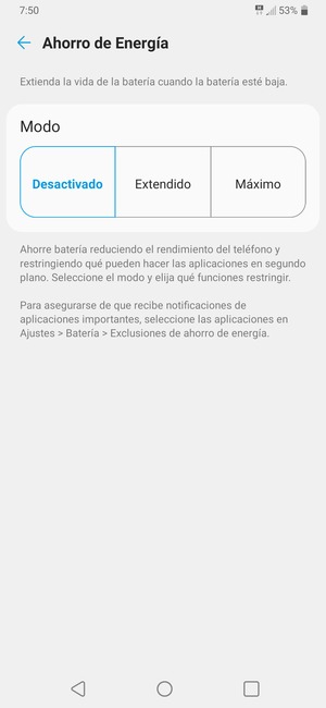 Para habilitar Modo de Máximo ahorro de Energía, seleccione Máximo