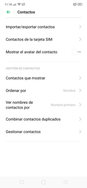 Seleccione Contactos de la tarjeta SIM