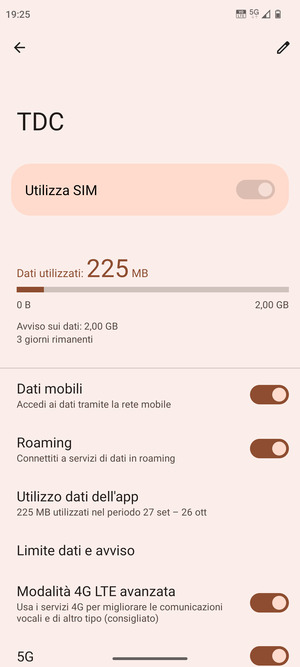 Attiva o disattiva Roaming