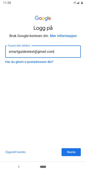 Skriv inn e-postadresse og velg Neste