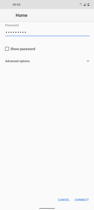 Enter the Wi-Fi password and select CONNECT
