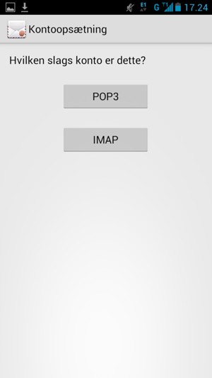 Vælg POP3 eller IMAP