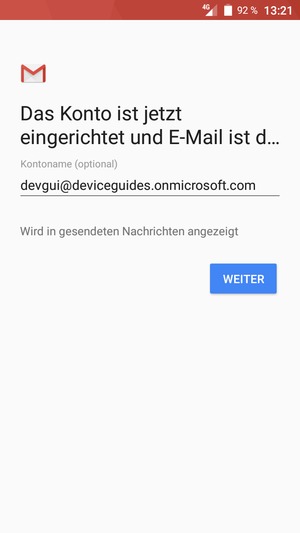 Geben Sie Ihrem Konto einen Namen und wählen Sie WEITER