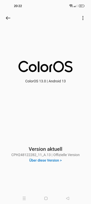Falls Ihr Handy aktualisiert ist, wird Ihnen der folgende Bildschirm angezeigt