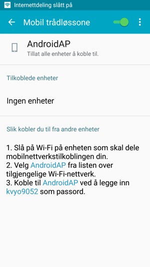 Telefonen din er konfigurert for bruk som et modem
