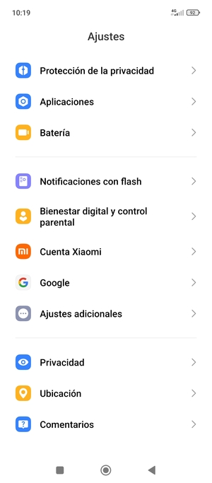 Desplácese y seleccione Ajustes adicionales