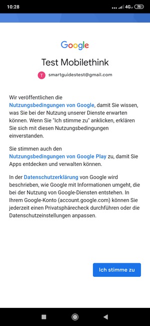 Wählen Sie Ich stimme zu