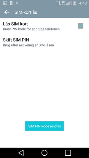 Din SIM PIN-kode er nu ændret