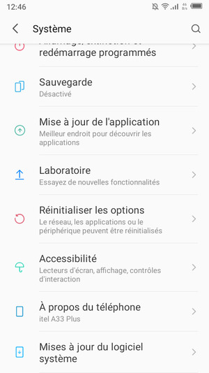 Faites défiler et sélectionnez Mises à jour du logiciel système