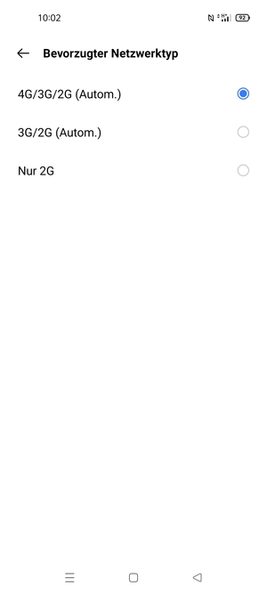 Wählen Sie die gewünschte Option