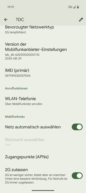 Um das Netzwerk zu wechseln, falls Probleme auftreten, schalten Sie Netz automatisch auswählen aus