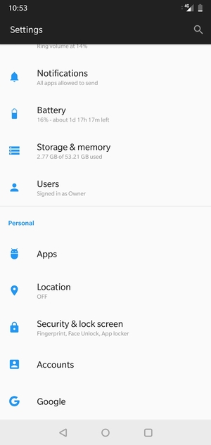 Scroll to and select Security & lock screen